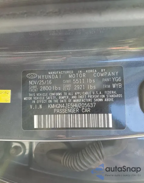 2017 Genesis G80 Base from USA, damaged, VIN KMHGN4JE5HU205637